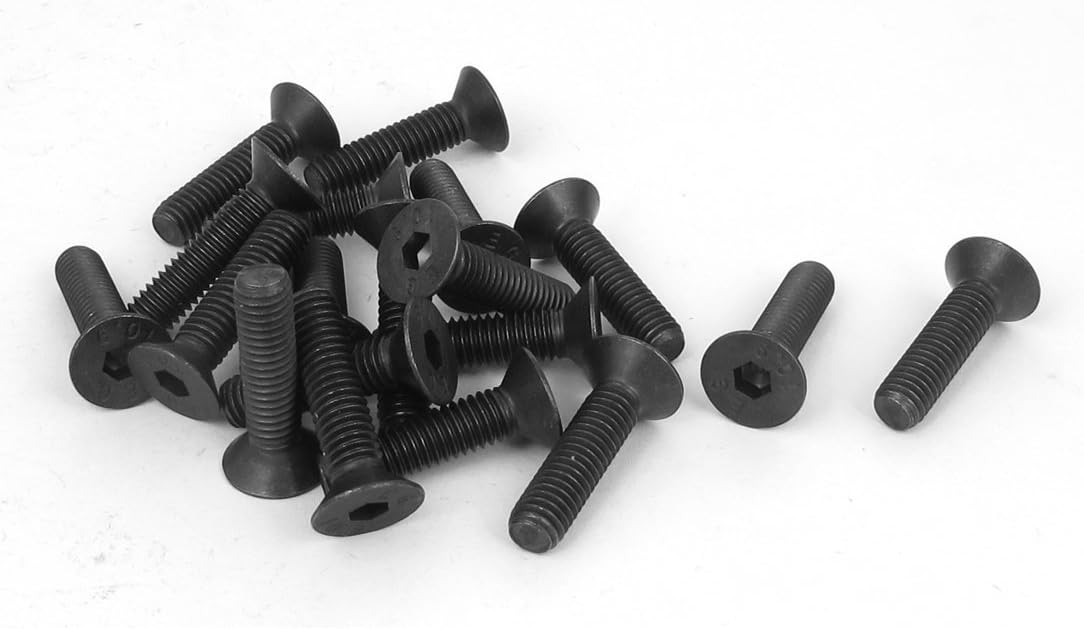 M6 x 25mm Metric Hex Socket Countersunk Head Screw Bolts Black 20PCS