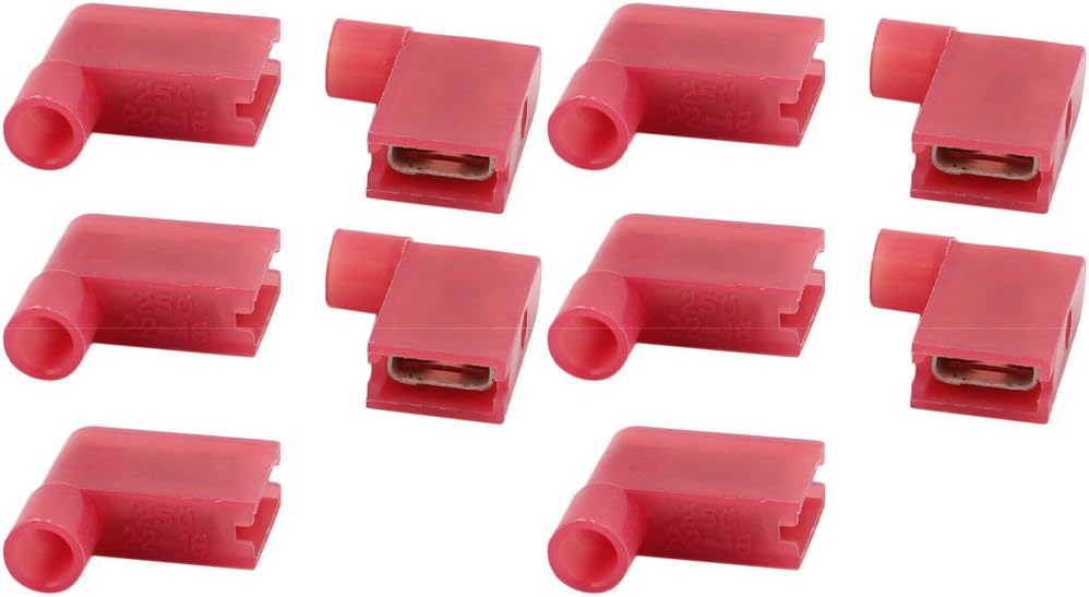 10Pcs Flag Crimp Terminals Female Nylon Fully Insulated Wire Connectors Red