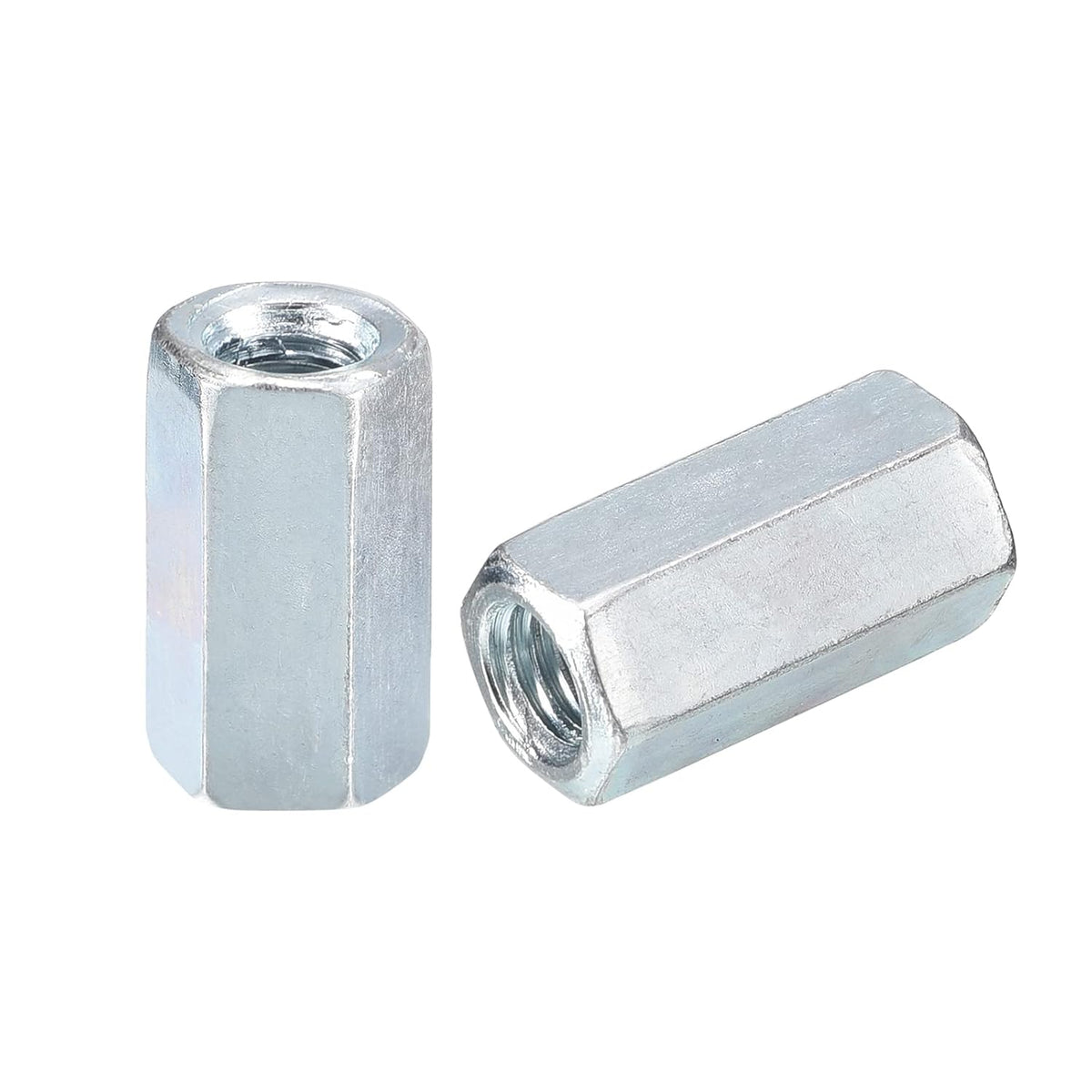 15pcs M6x10x18mm Coupling Nuts - Galvanized Carbon Steel Hex Threaded Rod Coupler for Furniture, Electronic, Industrial