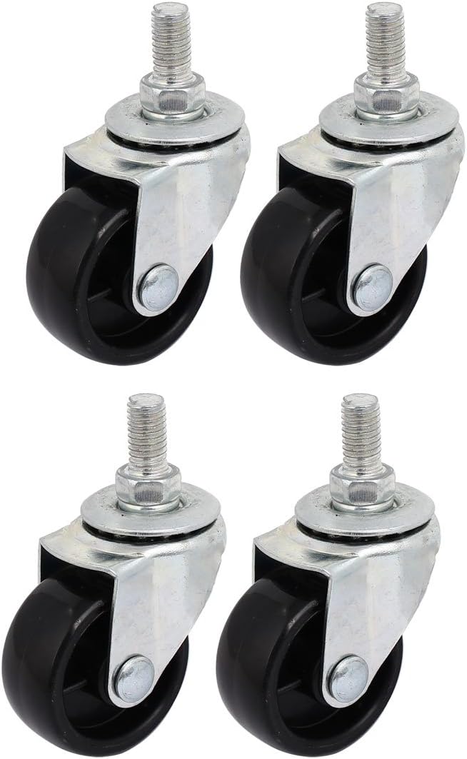 1.5-inch PP Wheel M8x15mm Threaded Stem 360 Degree Rotation Universal Caster 4pcs