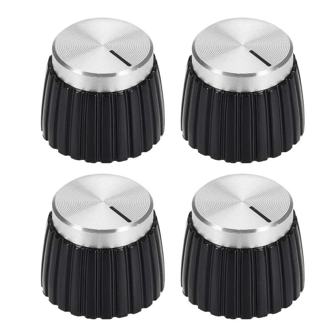 4pcs Potentiometer Knob Style Amplifier Replacement Knob Black with Silver Tone Cap Volume Control Knob