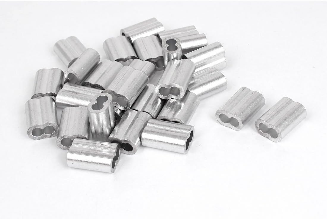 1/5-inch Wire Rope Aluminum Sleeves Clip Fittings Cable Crimps 50pcs