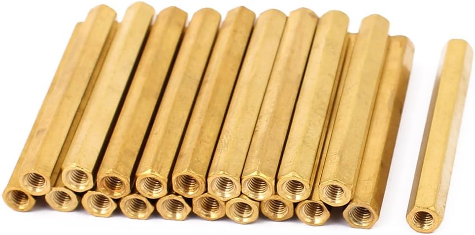 M3 Female Thread Insulated Brass Hexagonal Standoff Spacer 40mm Long 20pcs