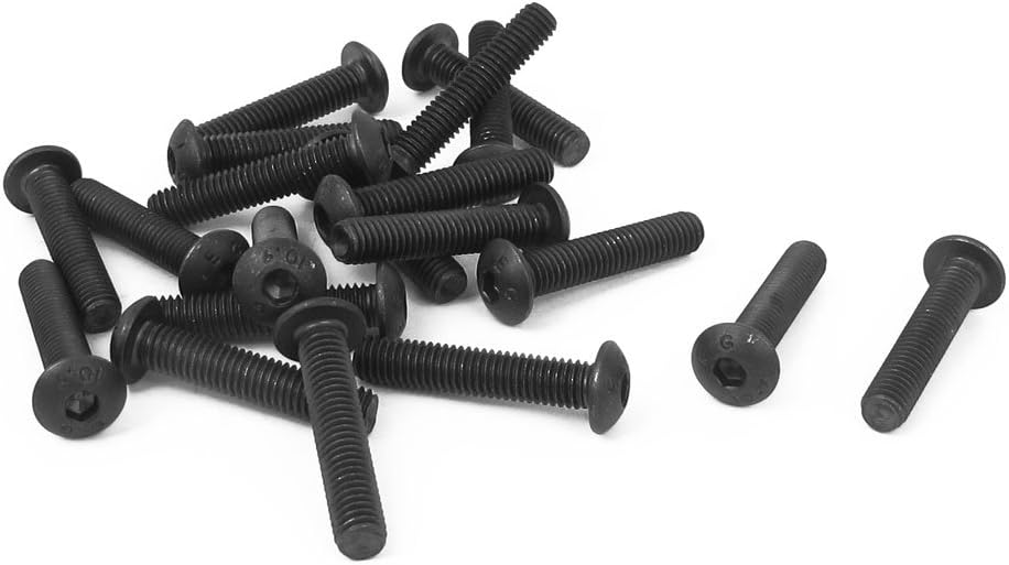 M5 x 25mm Alloy Steel Hex Socket Button Head Screws Black 20Pcs