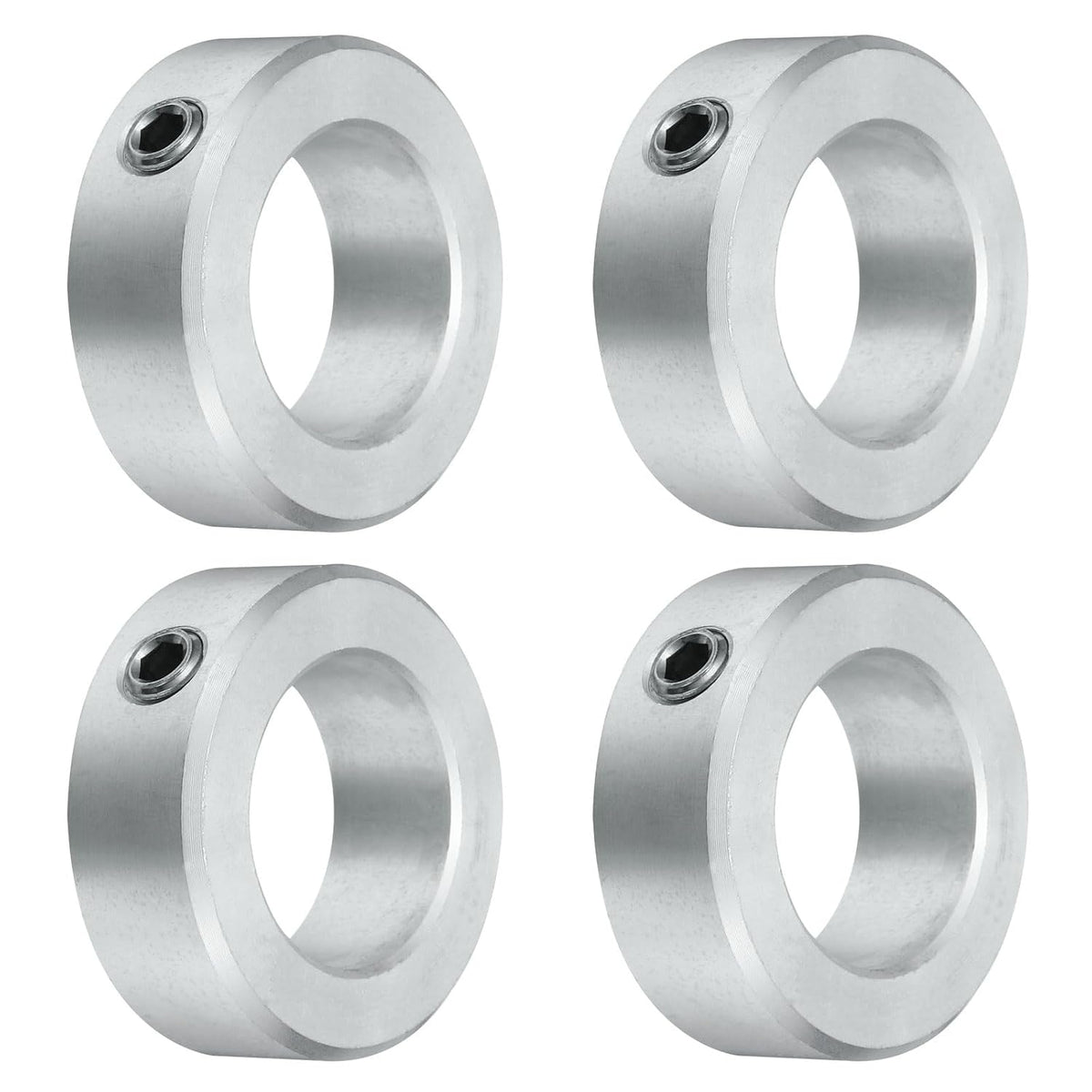 4pcs Set Screw Collars 1-1/4" Bore, Aluminum Shaft Collars, 2" OD and 11/16" Thickness, Set Screw Clamp Collar, Stop Collar for Linear Rod Shaft Guide