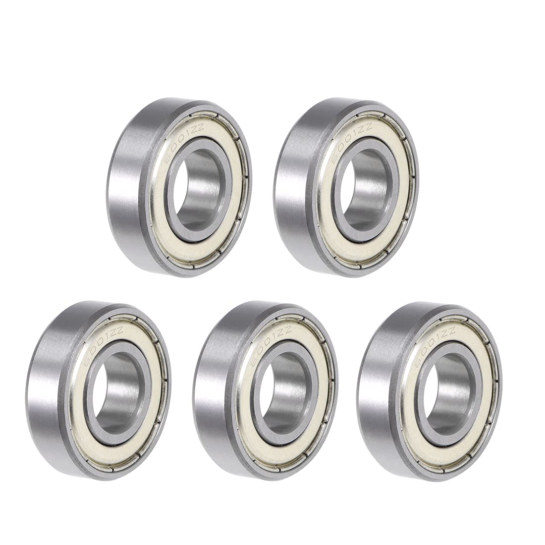 6001ZZ Deep Groove Ball Bearing 12x28x8mm Double Shielded ABEC-3 Bearings 5-Pack