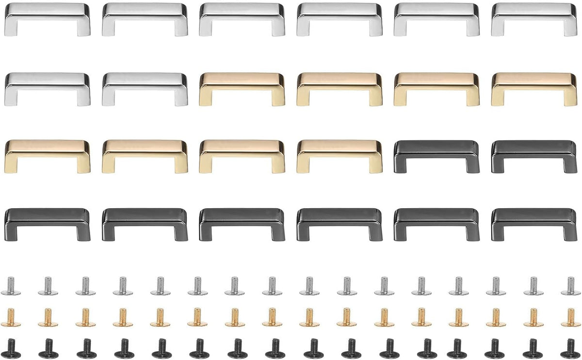 12Pcs Metal D-Ring Connector Buckles, Alloy Right Angle Arch Bridge D-Ring Buckles Chain Strap Connector with Screws for Leather Crafts (Grey/Black/Light Gold, 1.1 x 0.2 Inch)