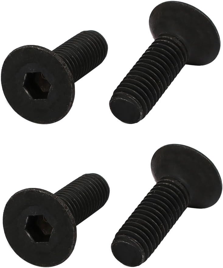 4pcs M8x25mm 10.9 Grade Flat Countersunk Head Hex Socket Left Hand Thread Bolt