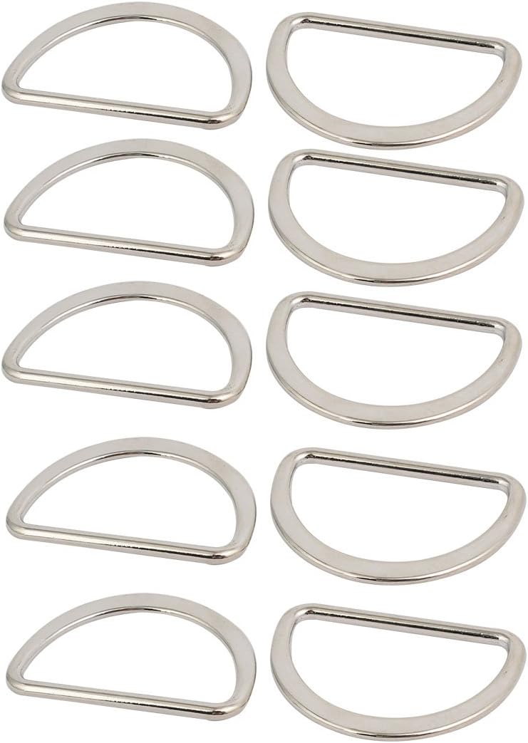 LinkMejor 40mm Inner Width Zinc Alloy Flat Typed D Welded Ring Silver Tone 10pcs
