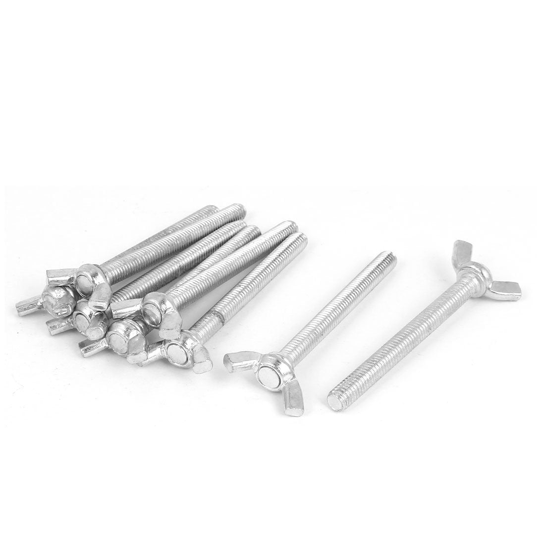 M6x60mm Thread Carbon Steel Wing Bolt Butterfly Screws Silver Tone 8pcs
