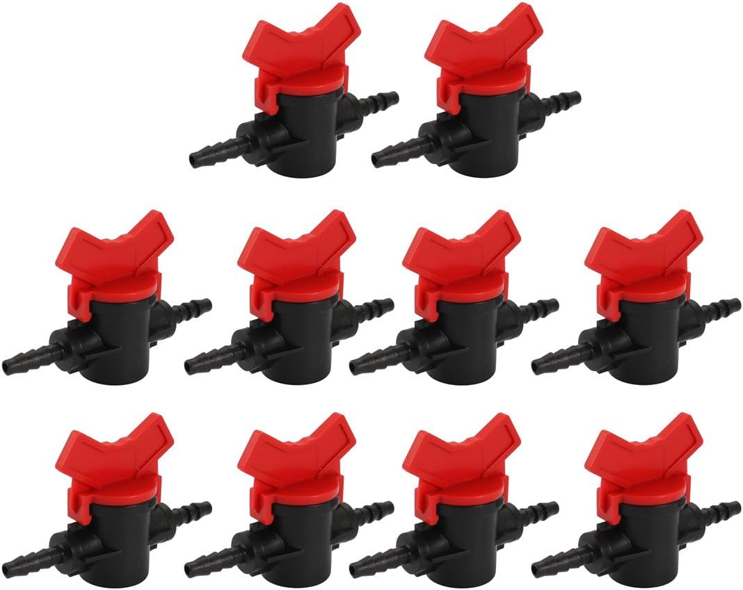 1/4 Inch Ball Valve Hose Barb Connector for Drip Irrigation Hoses 10pcs