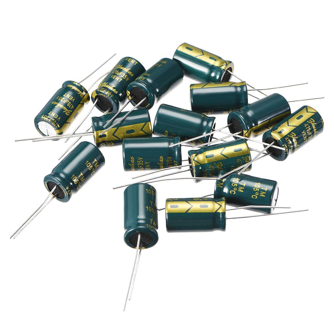 Aluminum Radial Electrolytic Capacitor Low ESR Green with 470UF 35V 105 Celsius Life 3000H 10 X17 Mm High Ripple Current,Low Impedance 15pcs