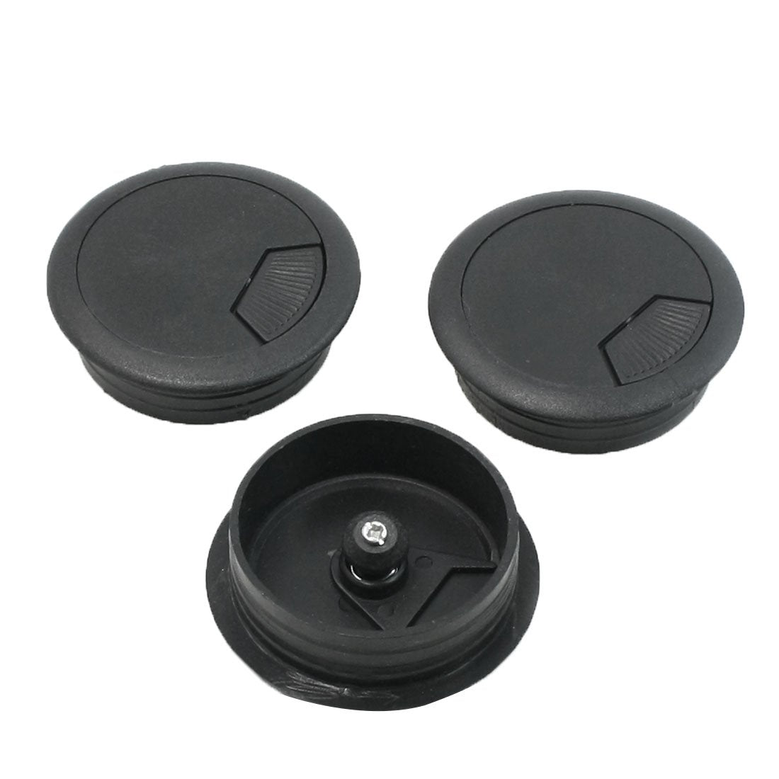 3 Pcs 49mm Drill Hole Dia Desk Wire Cord Cable Grommets Cover Black
