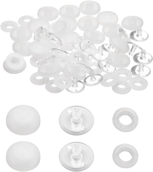20Pcs Baseball Cap Button, 15mm/0.59 Inch Plastic Hat Snap Button Replacement Cap Top Cover Buttons for DIY Sewing Hat Clothing Making Accessories, White