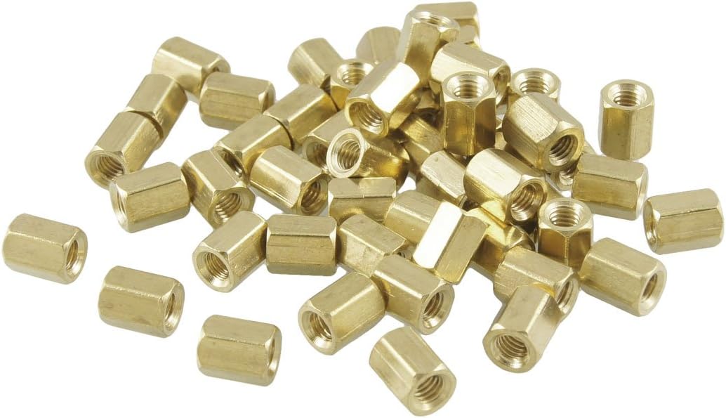 50 Pcs M3X6mm Common Brass Female Thread Standoff Hexagonal Spacer