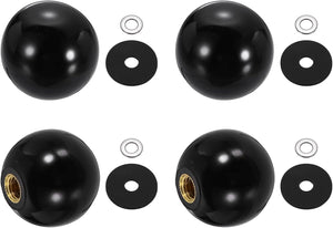 4Pcs Threaded Ball Knobs, M8 x 30mm Phenolic Plastic Thread Ball Handles Balls Nuts Knob Caps Nut Balls with Threaded Insert for Machine Lever Handle DIY Project, Black