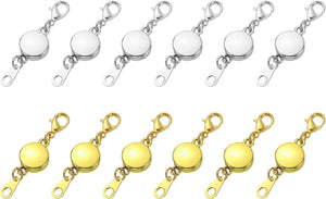12Pcs Necklace Clasp, Round Necklaces Extender Clasps Bracelet Closures Suitable for Jewelry Necklace Bracelet Making, Silver&Gold