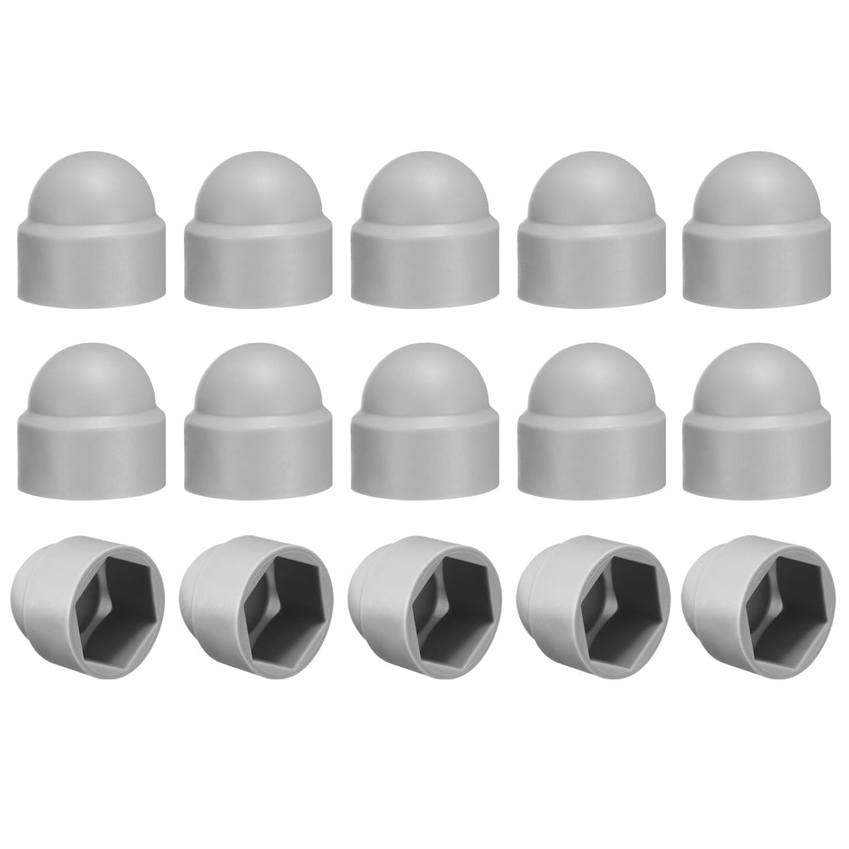 15Pcs Hex Nut Cover, M14x21x24mm Plastic Dome Nut Protection Cap Hex Screws Bolt Covers for Indoor Outdoor Furniture Automotive Bolts Decoration, Gray