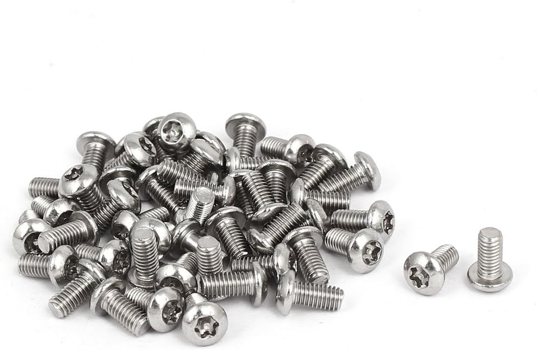 M3x6mm 304 Stainless Steel Button Head Torx Security Machine Screws 50pcs