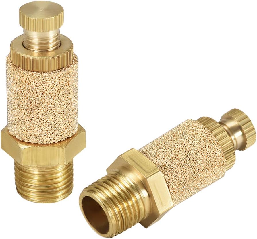 Sintered Bronze Exhaust Muffler Top Adjustable G1/8 Pneumatic Air Muffler Air Flow Speed Controller Brass Flow Control Muffler 2pcs