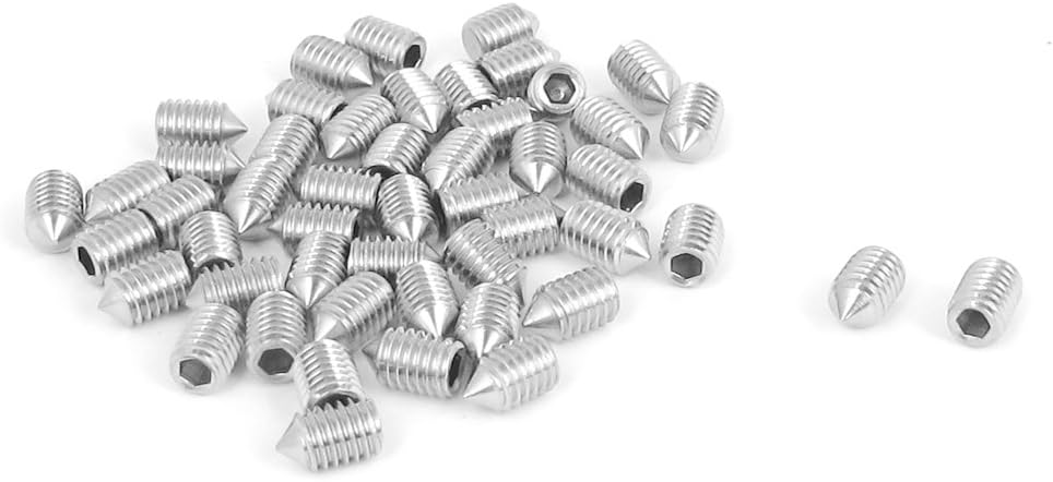 3mm Hex Socket M5x8mm Stainless Steel Cone Point Grub Screw Nut 50pcs