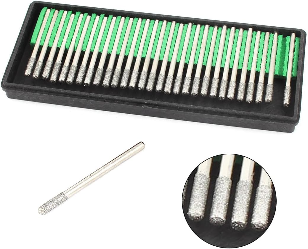3mm x 3mm Cylinder Head Buffing Bit Diamond Mounted Point 30 Pieces