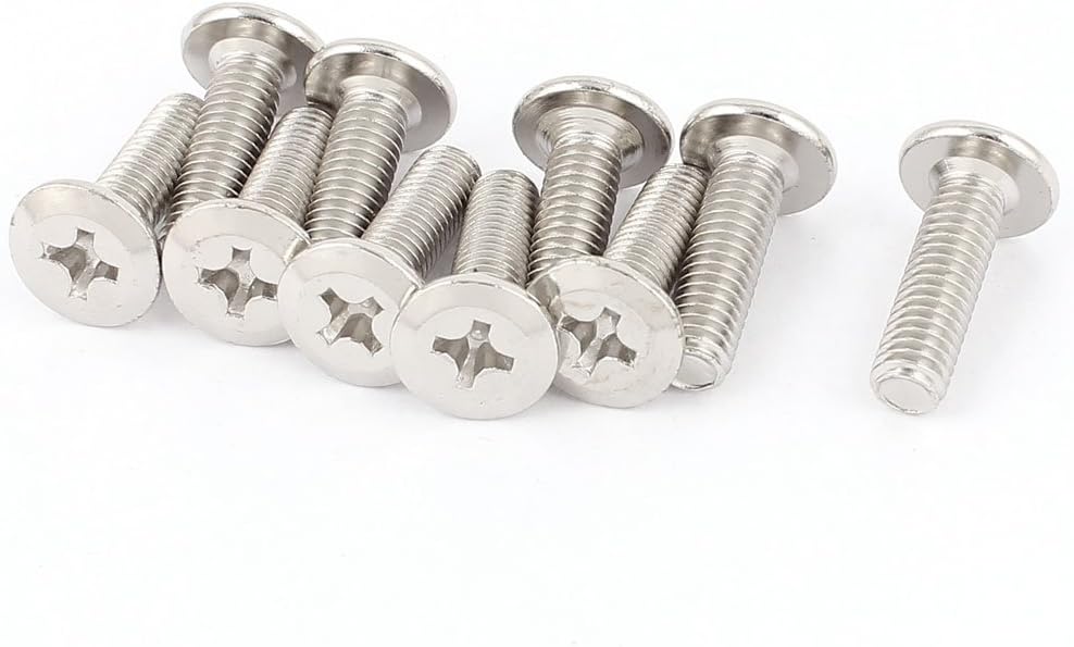M6x20mm Male Thread Phillips Flat Head Bolt Screw Suitable for Double Bed Furniture TV Rack Wall Hanging 10pcs