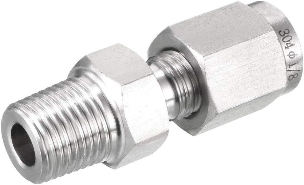 Compression Tube Fitting, 1/8 NPT Male x Ф1/8 Tube OD with Double Ferrules