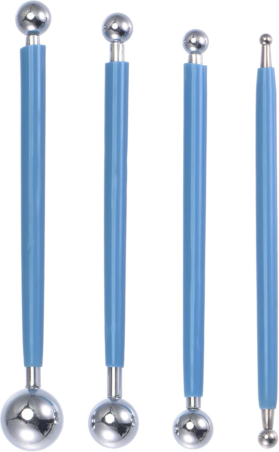 LinkMejor 4-Pack Clay Sculpture Modeling Tools Double-Ended Metal Ball Stylus Dotting Set Stainless Steel for Sculpting Modeling