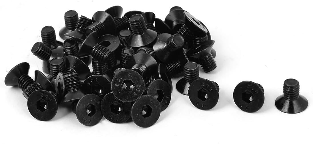 M6x10mm 10.9 Carbon Steel Countersunk Head Hex Socket Screw 50pcs