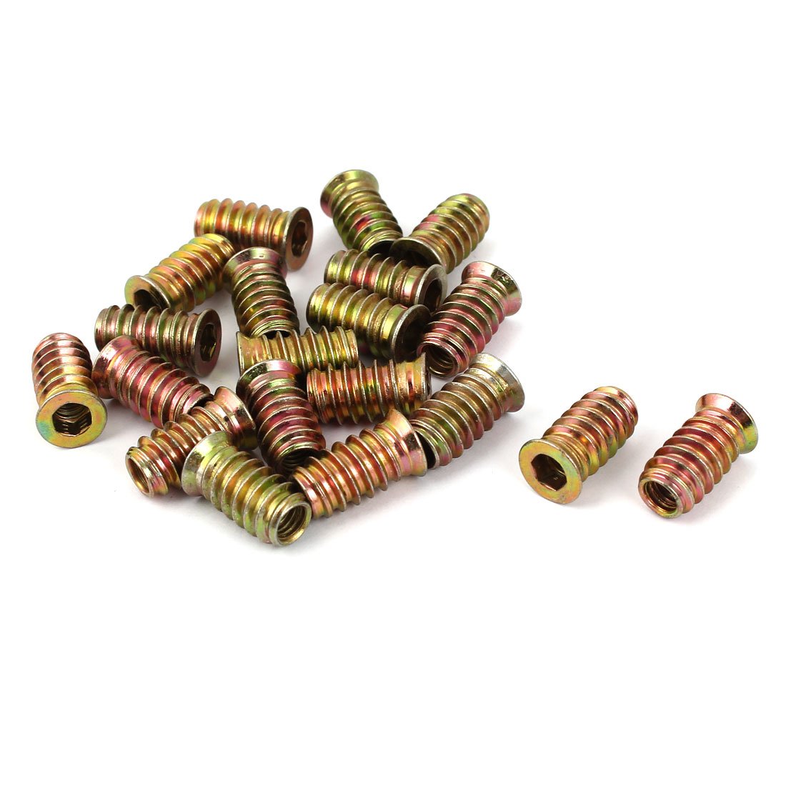 M6 x 20mm Furniture Fixing Type Hex Key E-Nut Wood Insert Interface Screws Nuts 20pcs
