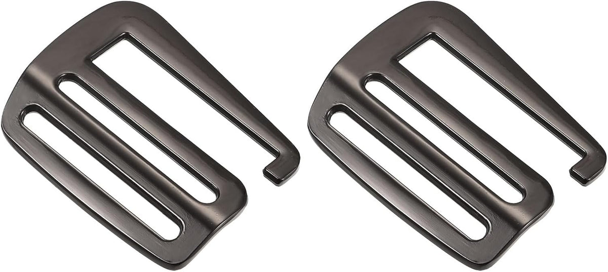 Metal G Hooks Webbing Buckles, 2Pcs 1.5" 38mm G-Hook Wave Buckle Adjuster Slide Buckle for Backpack Strap Webbing, Dark Grey