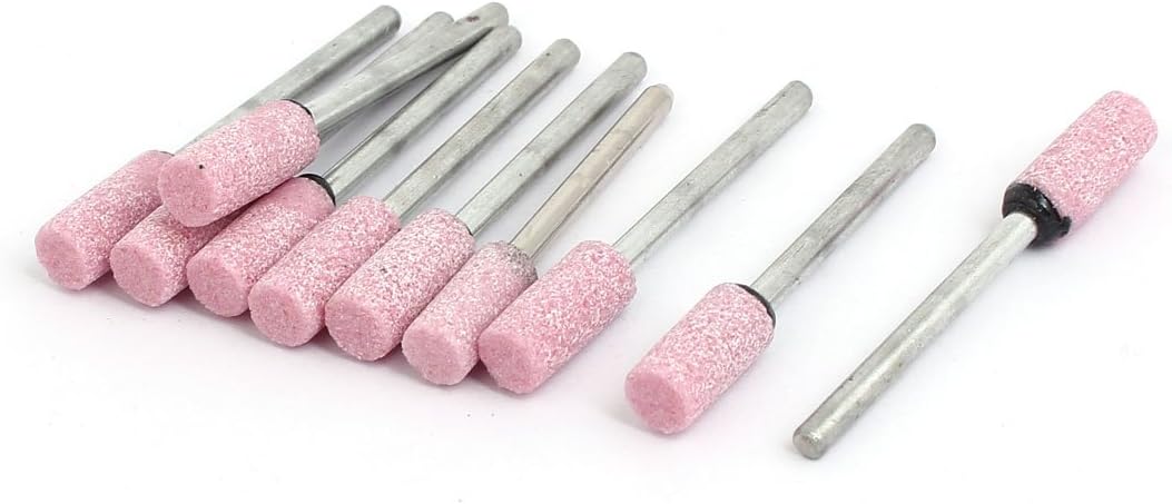 3mm Dia Shank 6mm Cylinder Head Ceramic Mounted Point Grinding Bit 10pcs
