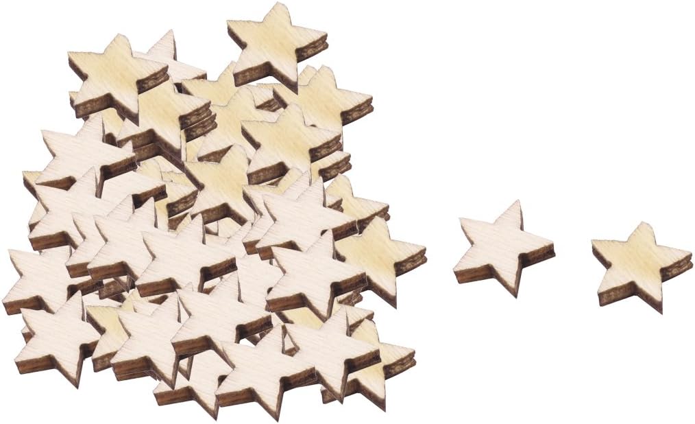 LinkMejor Wooden Star Shaped DIY Craft Christmas Tree Decor Accessories Ornaments 10 x 10mm 100pcs Beige