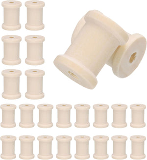 50Pcs Wooden Spools, 0.8 x 1 Inches Natural Wood Empty Thread Spools Unfinished Wood Ribbon Spool for Craft Wire Weaving DIY Projects
