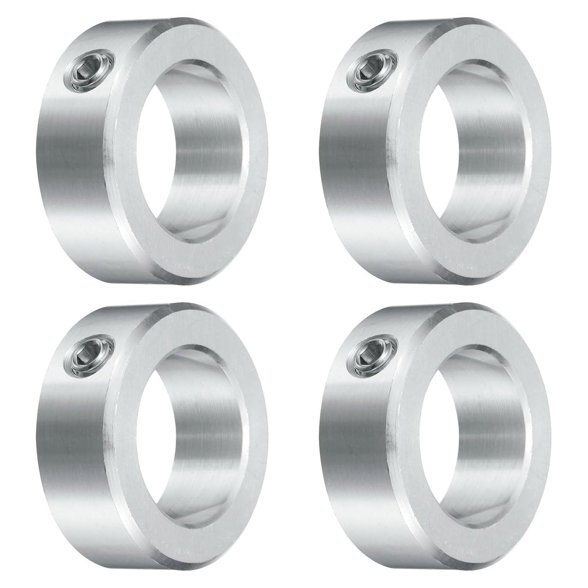 4pcs Set Screw Collars 1-1/8" Bore, Aluminum Shaft Collars, 1-3/4" OD and 5/8" Thickness, Set Screw Clamp Collar, Stop Collar for Linear Rod Shaft Guide