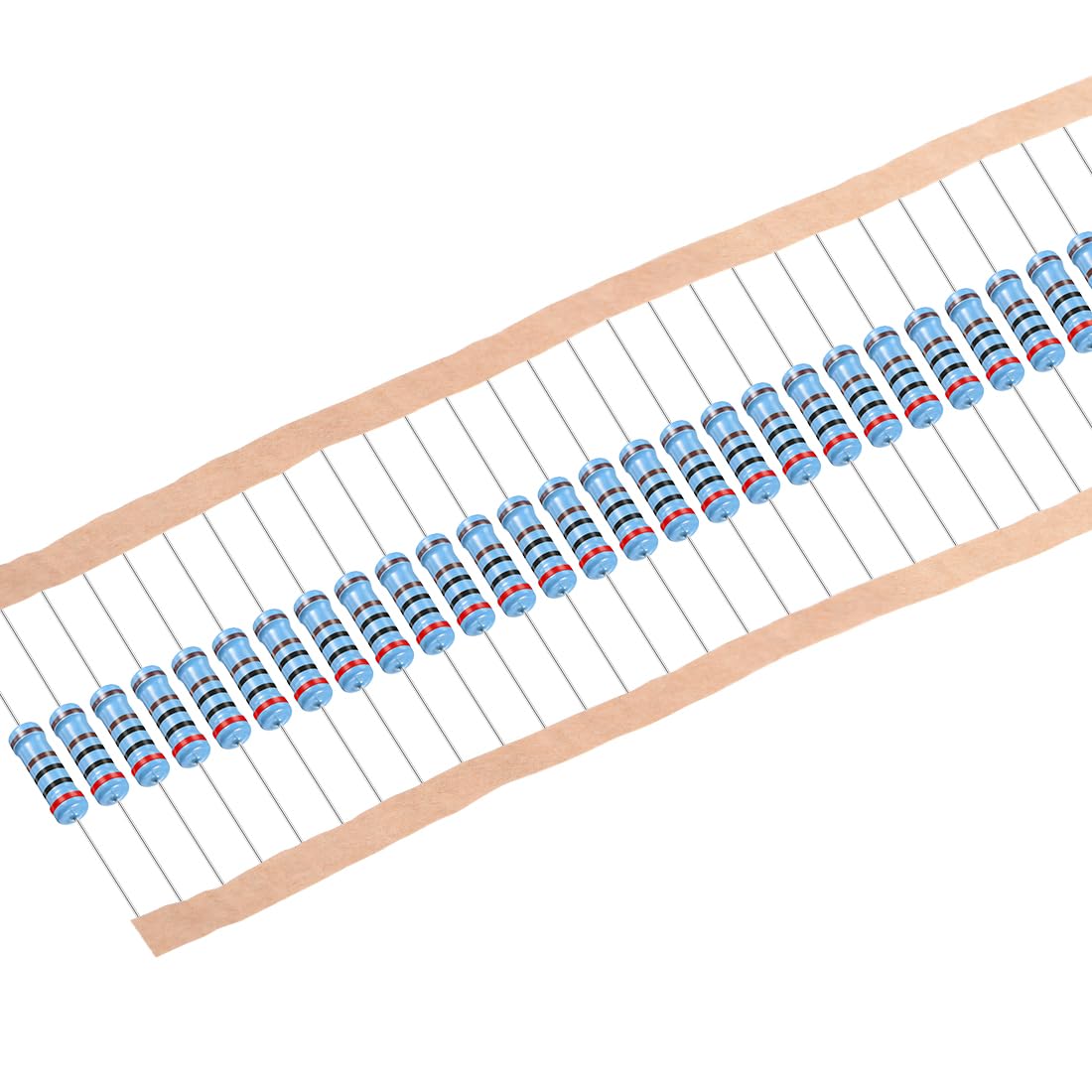30Pcs 2K Ohm Resistor, 2W 1% Tolerance Metal Film Resistors, Lead, 5 Bands for DIY Electronic Projects and Experiments