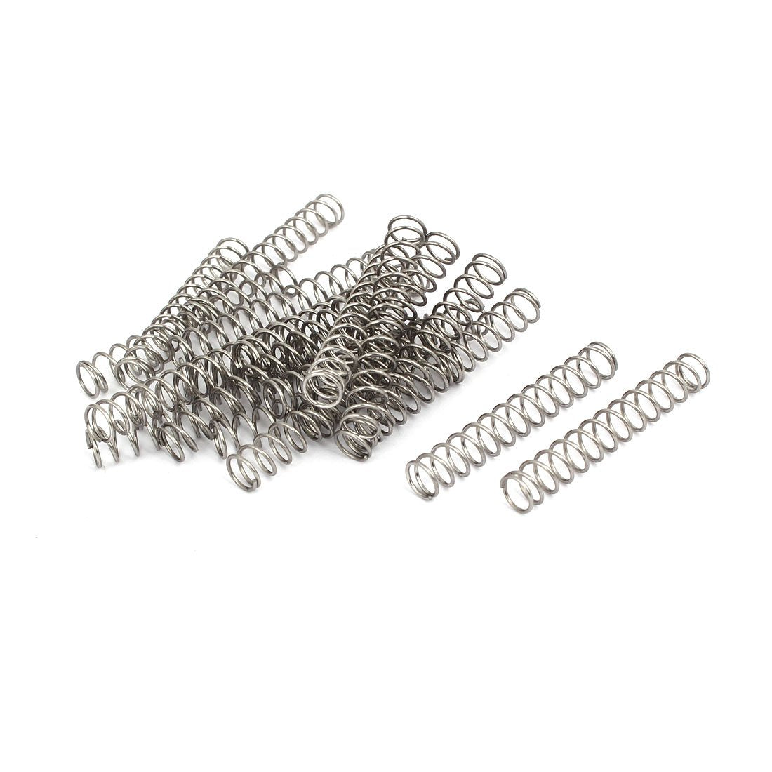 Compression Spring,304 Stainless Steel,8mm OD,0.8mm Wire Size,50mm Free Length,Silver Tone,20Pcs