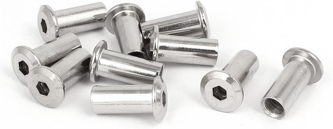 M8x22mm Metal Hexagon Hex Socket Head Barrel Nuts Furniture Fittings 10pcs