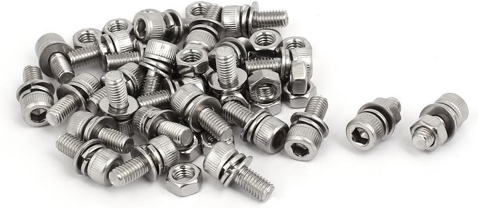 M5x12mm 304 Stainless Steel Hex Socket Head Cap Bolt Screw Nut w Washer 25 Sets