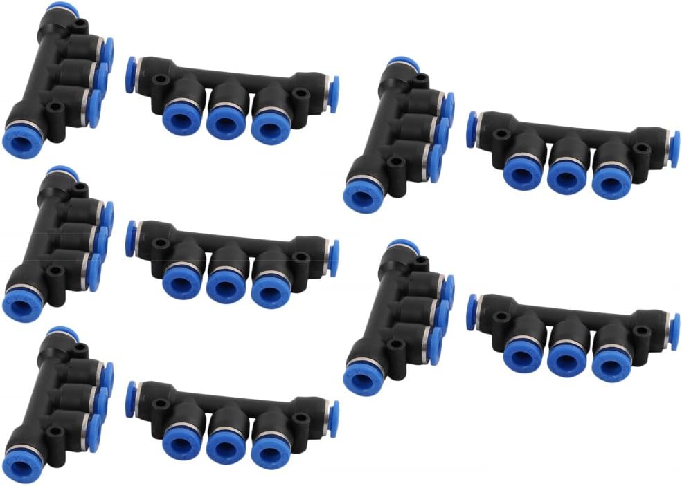 10Pcs 6mm Dia 5 Ways Tube Hose Pneumatic Air Quick Fitting Push in Connector
