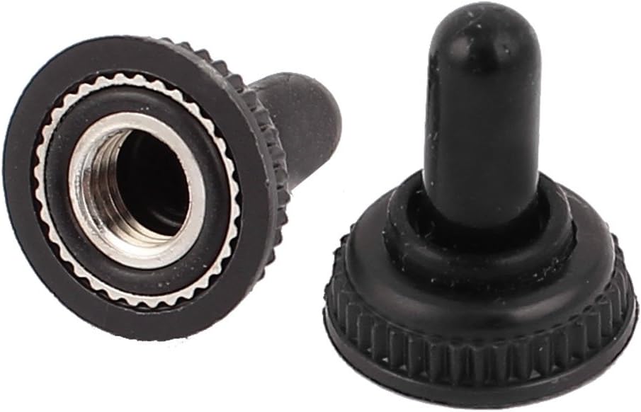 Mini M6 Thread Toggle Switch Waterproof Rubber Cover Cap Black 2pcs