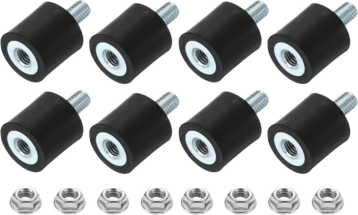 M5 Rubber Mounts, 8Pcs 15x15mm(DxH) Rubber Cylindrical Anti Vibration Isolator Shock Absorber with Lock Nut for Car Bobbin Generator Air Compressors