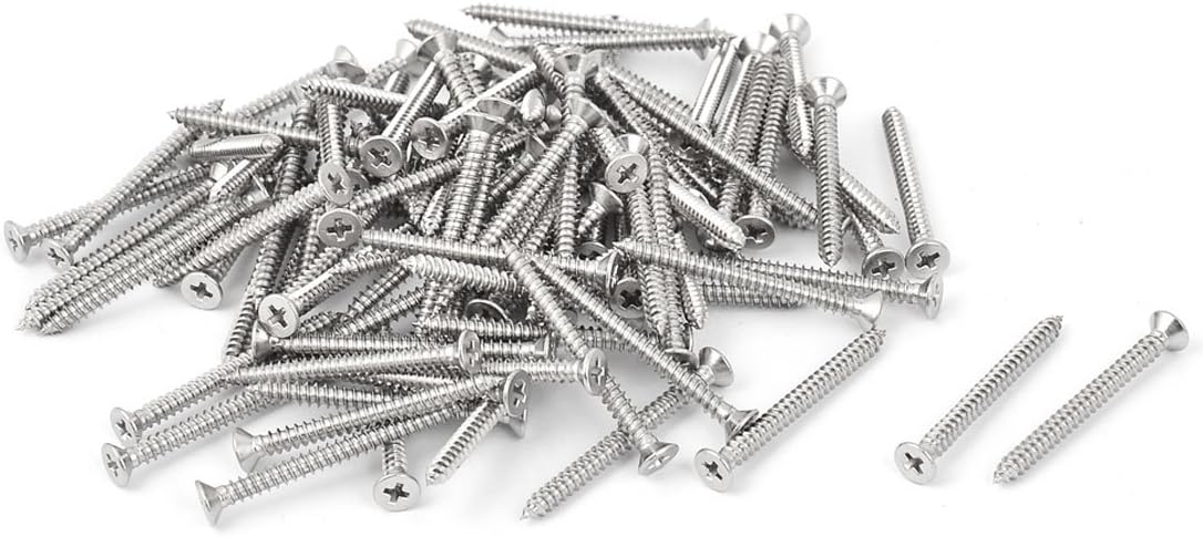 M2.9 x 32mm Cross Head Countersunk Self Tapping Screw Fastener 100 Pcs