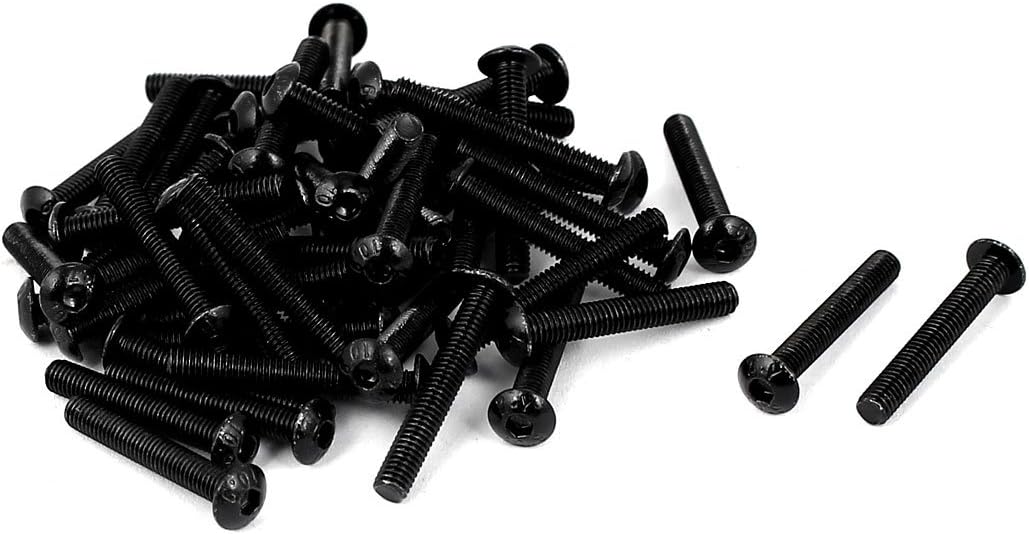 M3x20mm Button Head Hex Socket Cap Screw Bolt Black 50pcs