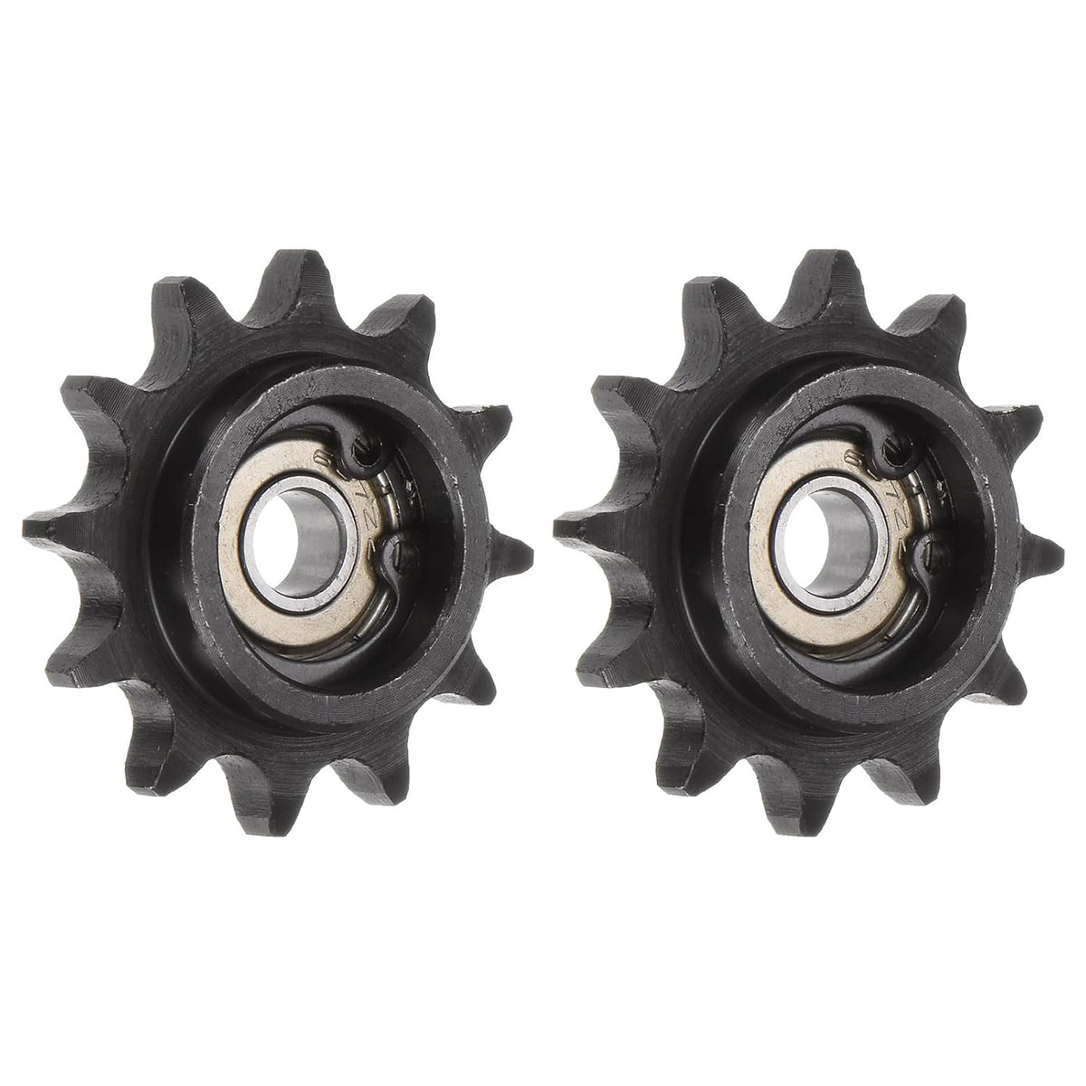 2pcs DIN(ISO) 06B Roller Chain Idler Sprocket 7mm Bore, 3/8" Pitch, Hardened 12 Tooth Tensioner Sprocket, Insert Single Bearing