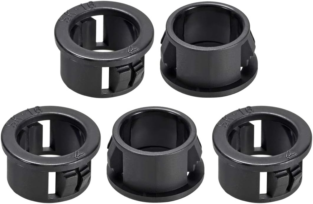 16mm Mounted Dia Snap in Cable Hose Bushing Grommet Protector Black 5pcs