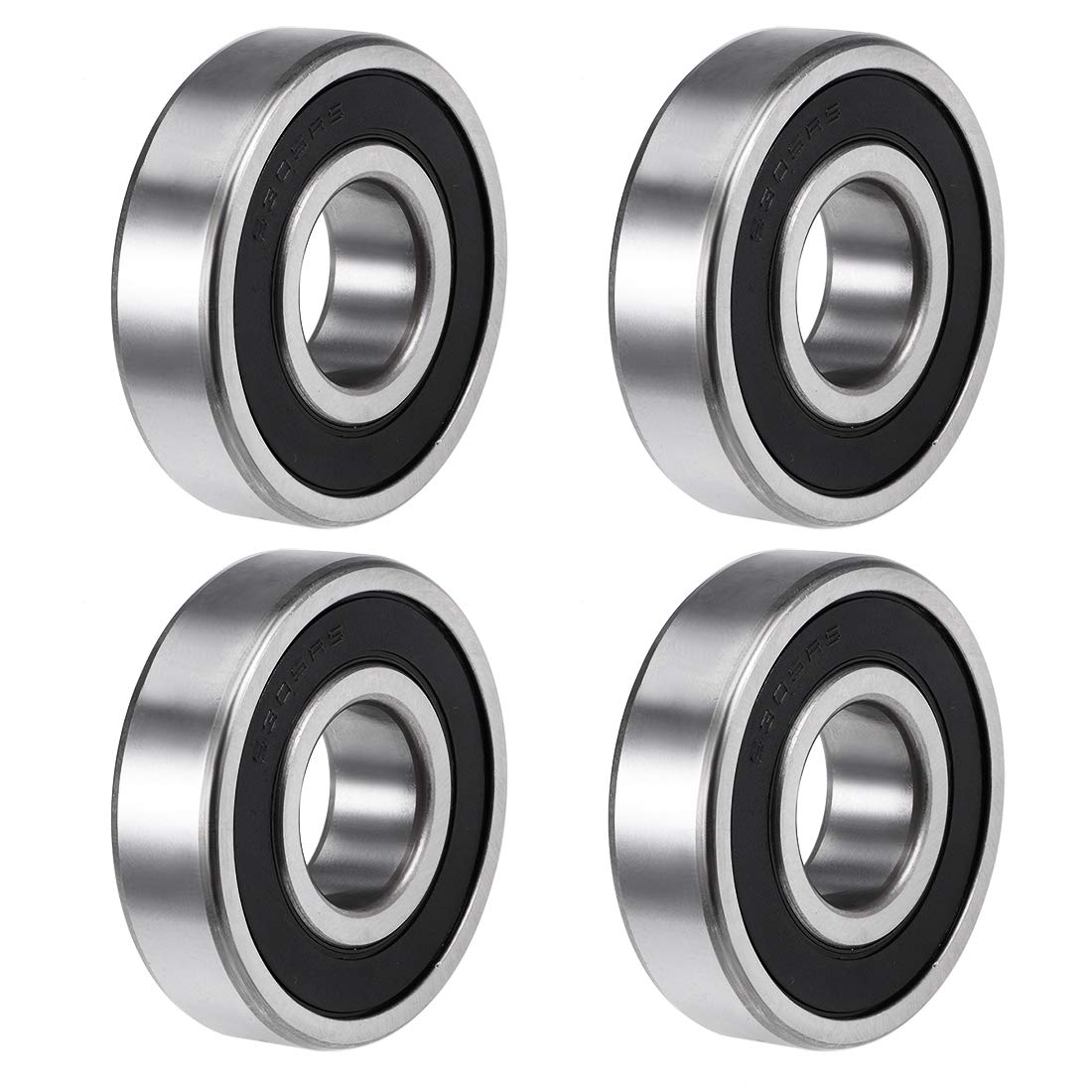 6305-2RS Deep Groove Ball Bearings Z2 25mm X 62mm X 17mm Double Shielded Carbon Steel 4pcs