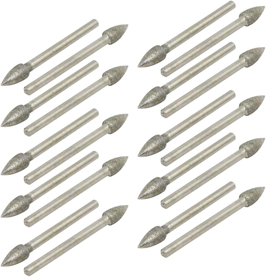 20 Pcs 5mm Taper Head Dia Grinding Bits Polisher Diamond Mounted Point