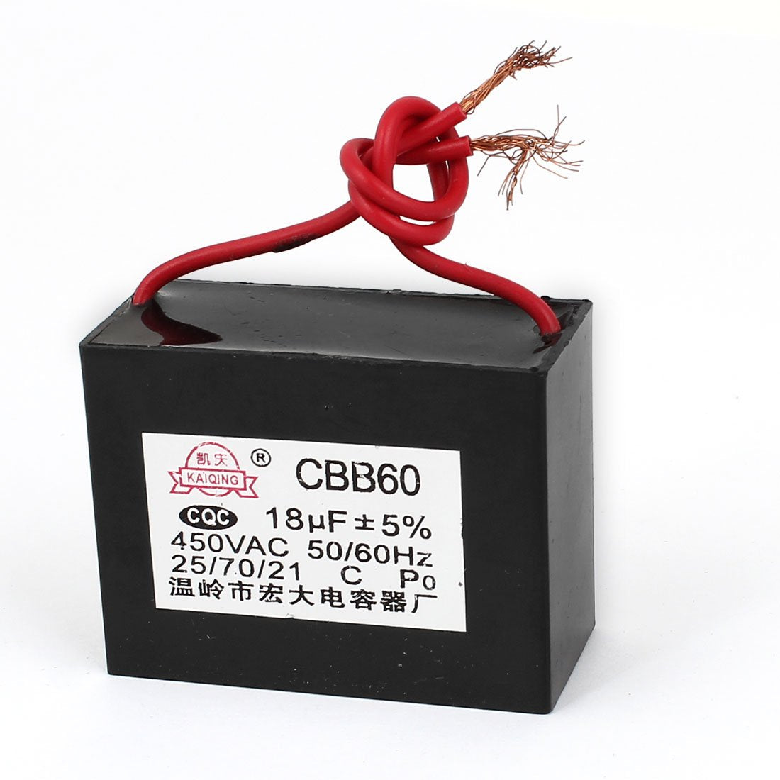 a14103100ux0362 2 Wire 18uF Fan Motor Running Capacitor CBB60, AC 450V, 50/60 Hz